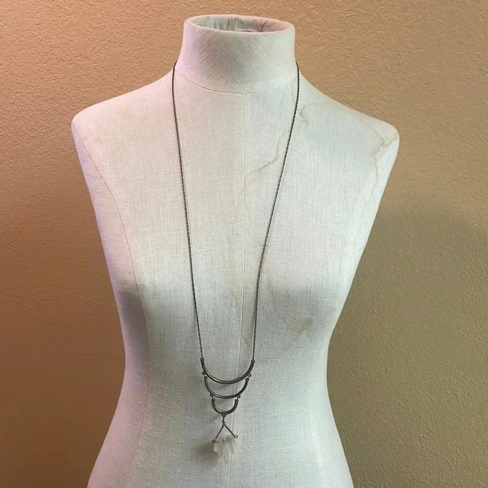 Gold Tiered‎ Kong necklace with Pink Quartz